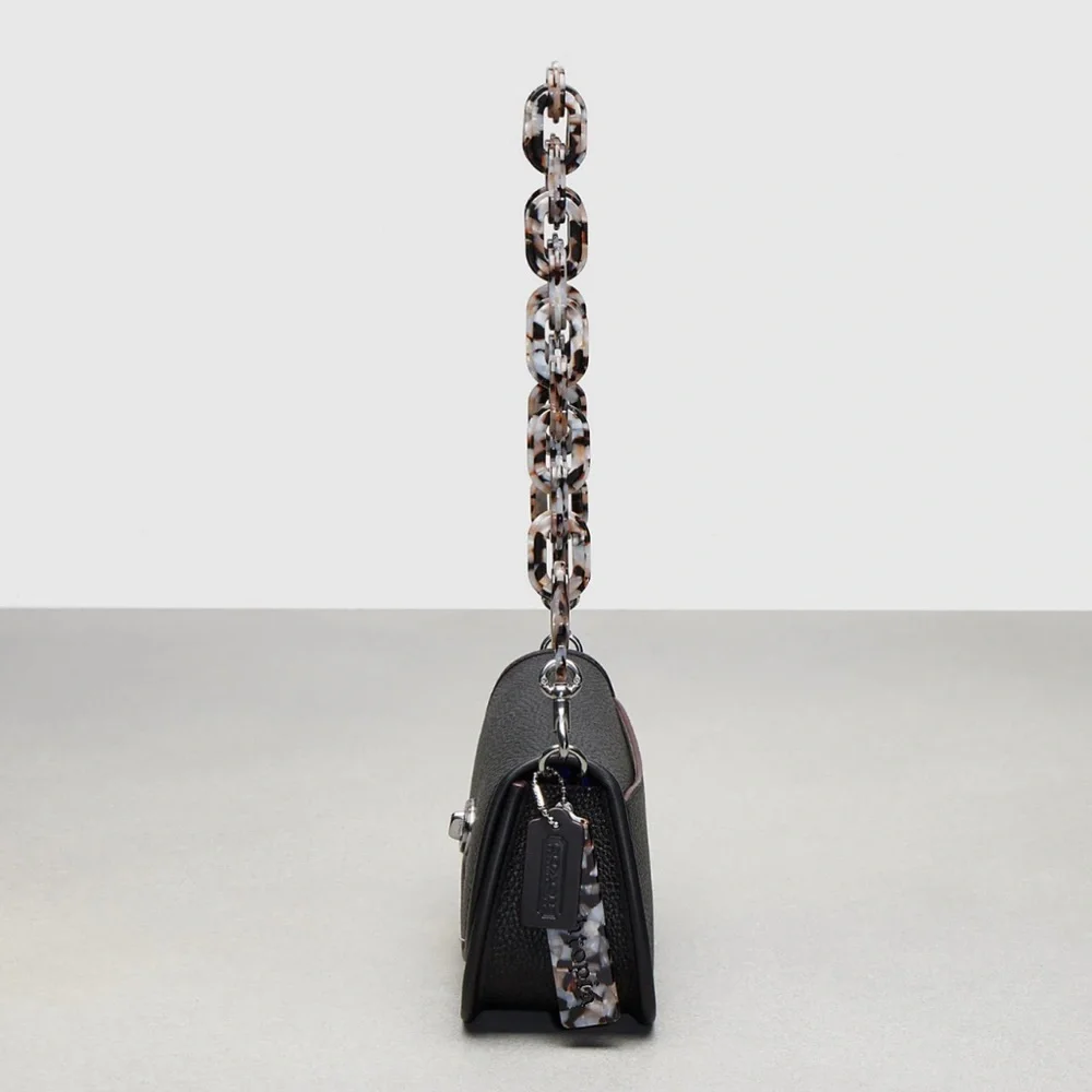 Coach Coachtopia Wavy Dinky Bag w Acrylic Chain & Strap Black Pebble Leather NWT - Picture 9 of 16
